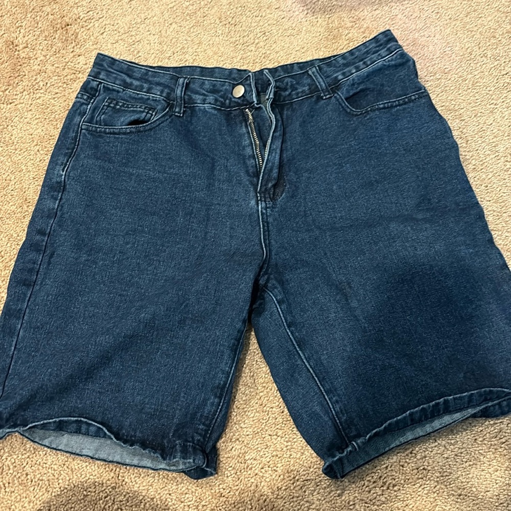 Dark blue denim shorts